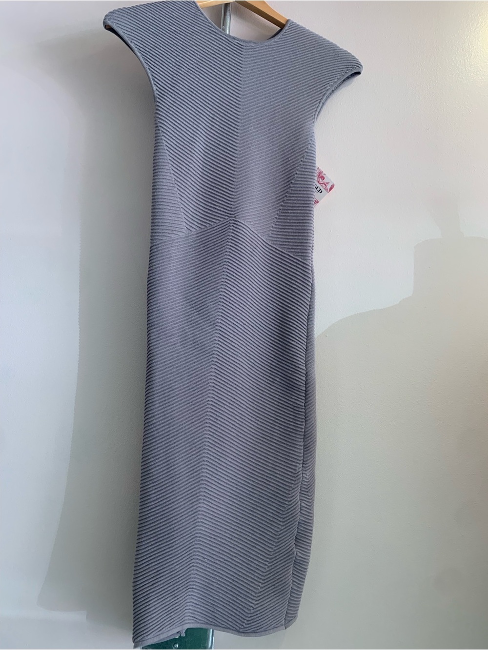 Ronny Kobo Collection Sleeveless Ribbed Midi Dress in Light Gray